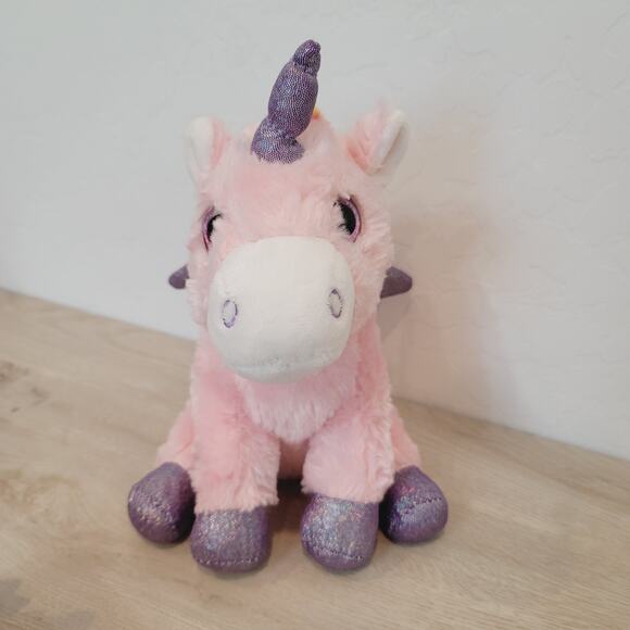 Anico Intl Unicorn Plush Stuffed Animal Pink Purple Glitter Hooves Eyes 10" - Picture 5 of 12